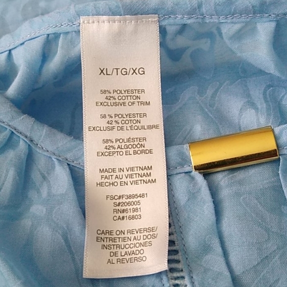 Women's Sheer Floral Burnout Blouse, Blue, Size XL - Picture 6 of 7